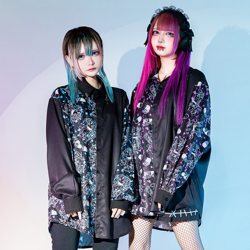 楽天市場】BLOODネロ アシメシャツ 長袖 原宿系 原宿 派手カワ