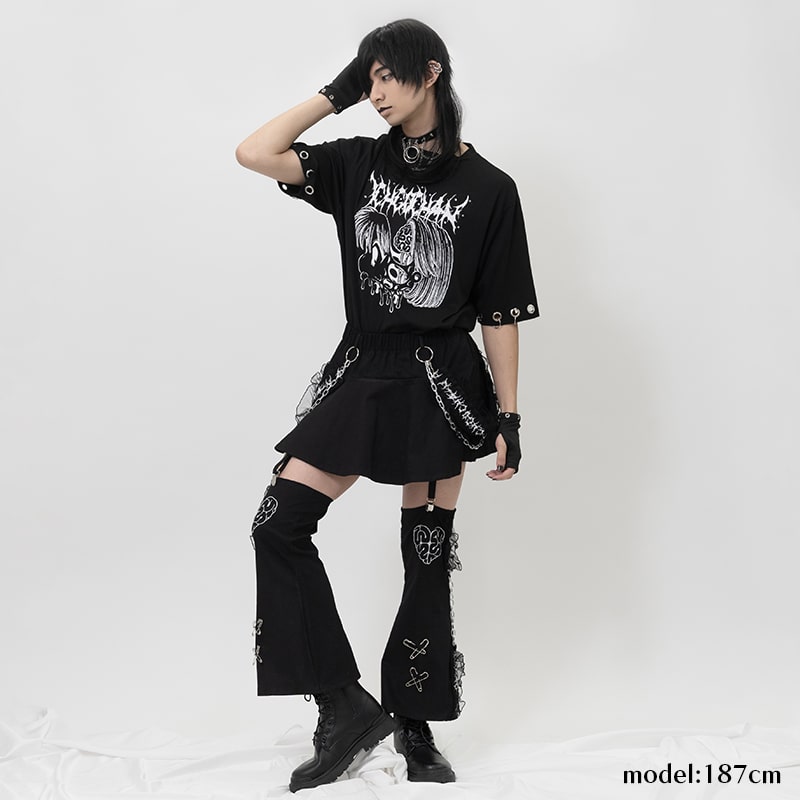 楽天市場】脳みそ少女 レッグ付きスカート ミニ丈 原宿 原宿系