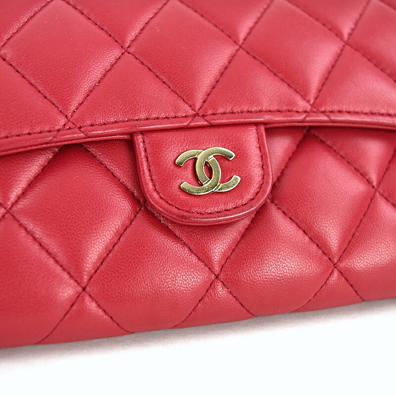 楽天市場】シャネル 長財布 レッド系 ラムスキン クラシックロング