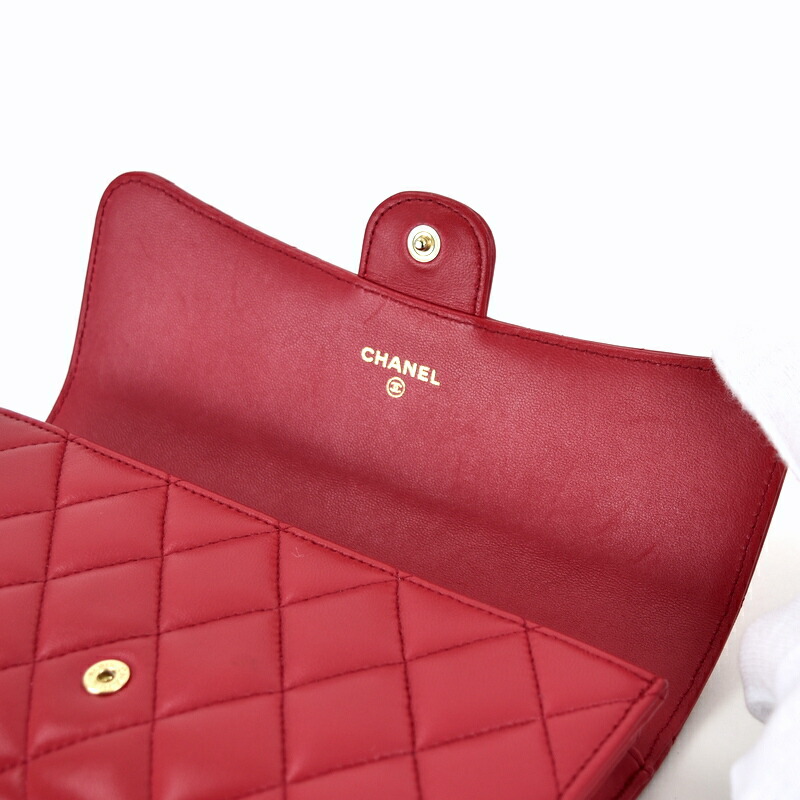 楽天市場】シャネル 長財布 レッド系 ラムスキン クラシックロング