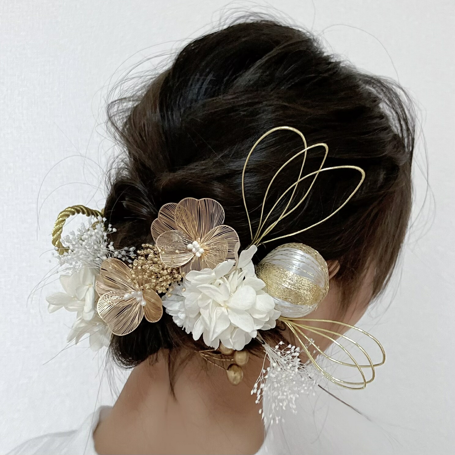 楽天市場】成人式 髪飾り 白 金 13点セット ゴールド ホワイト 着物