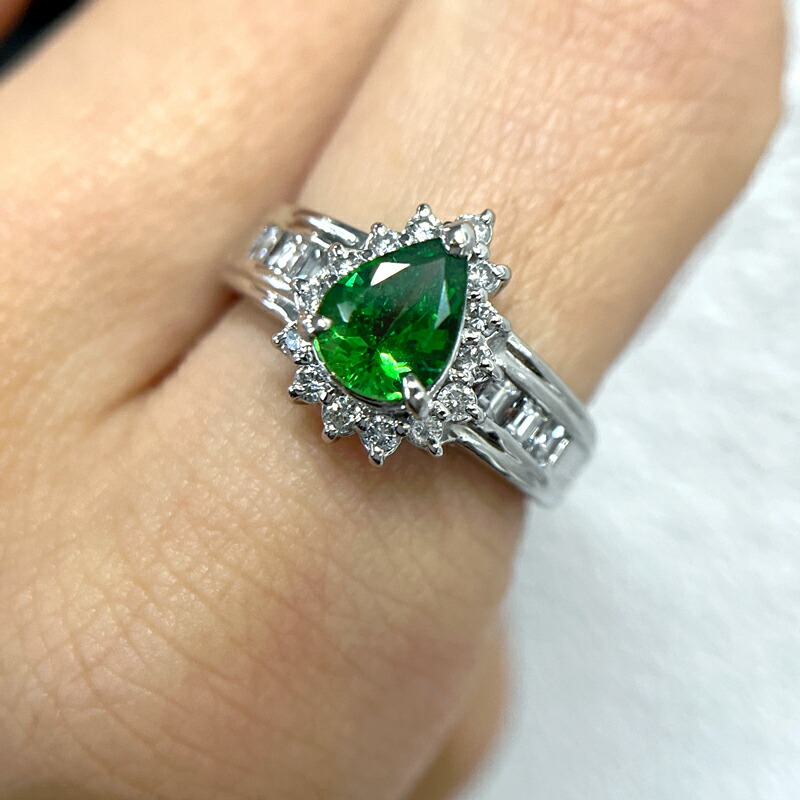 楽天市場】グリーンガーネット 1.05ct リング 11.5号 PT850 プラチナ
