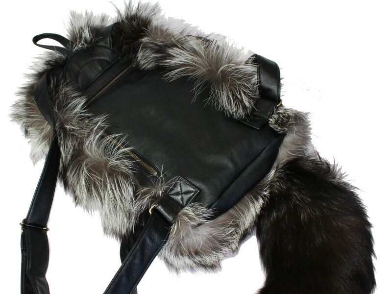 楽天市場】シルバーフォックス ファー リュック 銀キツネ 尻尾付 毛皮