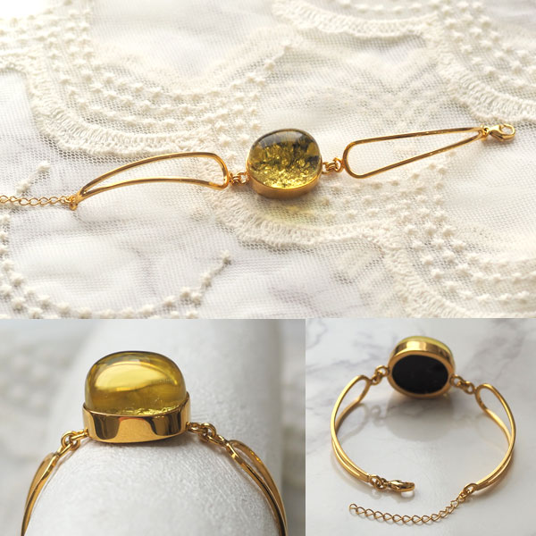 楽天市場】【バルト海の琥珀】ゴールドアンバーブレスレット バングル