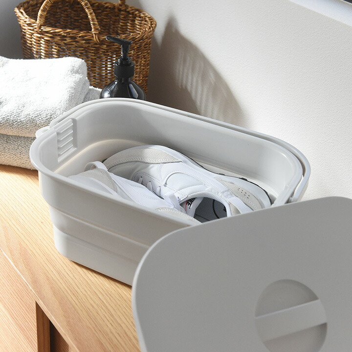 楽天市場】落とし蓋付き！折り畳めるつけ置きバケツ : アンジェ