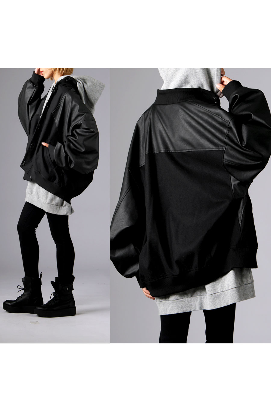 楽天市場】異素材切替 ジャケット レディース リブブルゾン 送料無料