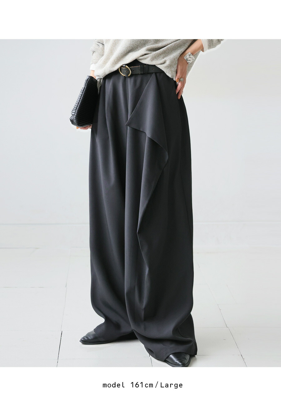 楽天市場】アシメ ドレープ ワイドパンツ レディース ボトムス 送料
