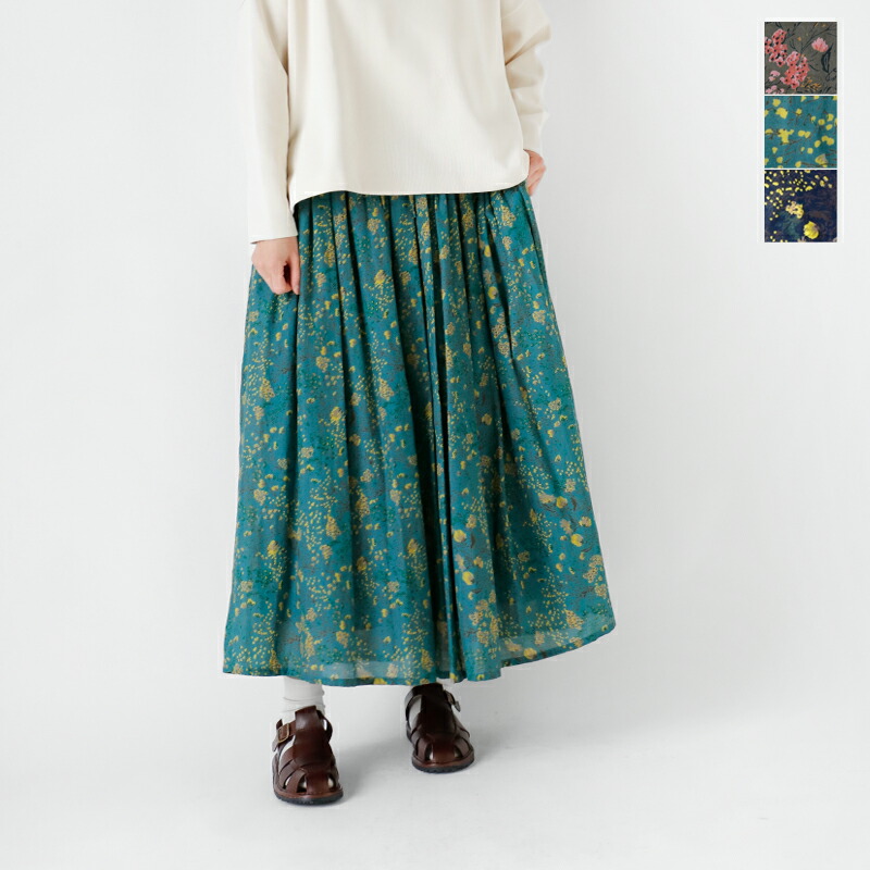 楽天市場】SOIL ソイル コットン フラワープリント ギャザー スカート