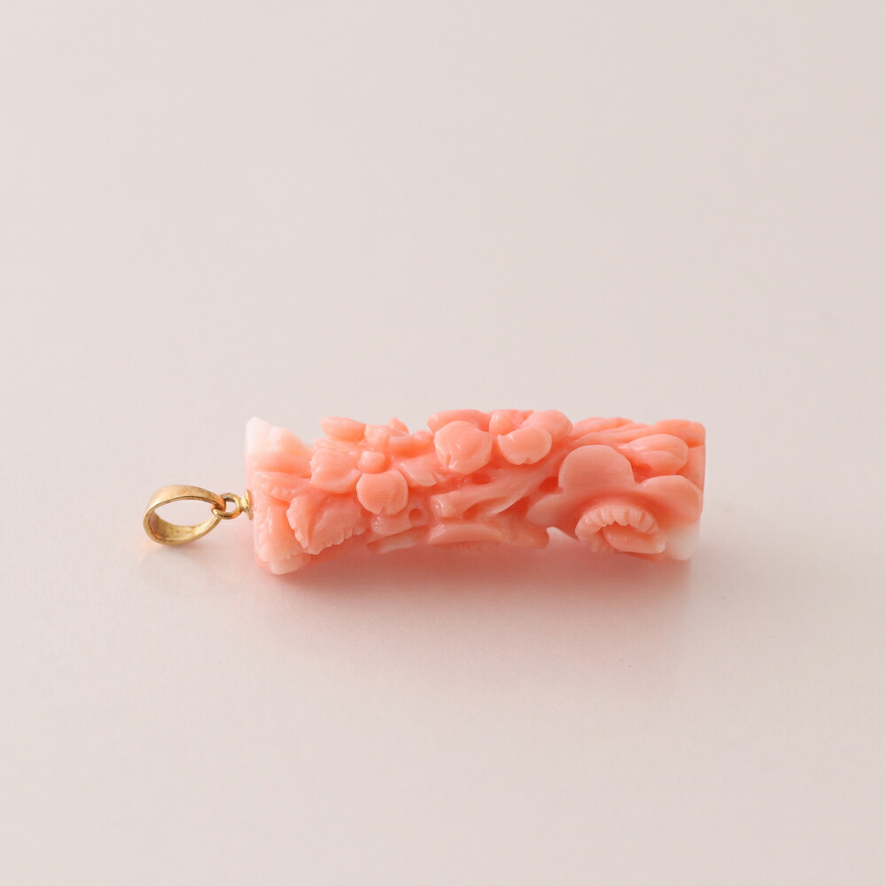 楽天市場】≪1年保証付き≫ピンク珊瑚＜両面彫り＞K18 シンプル 差し色