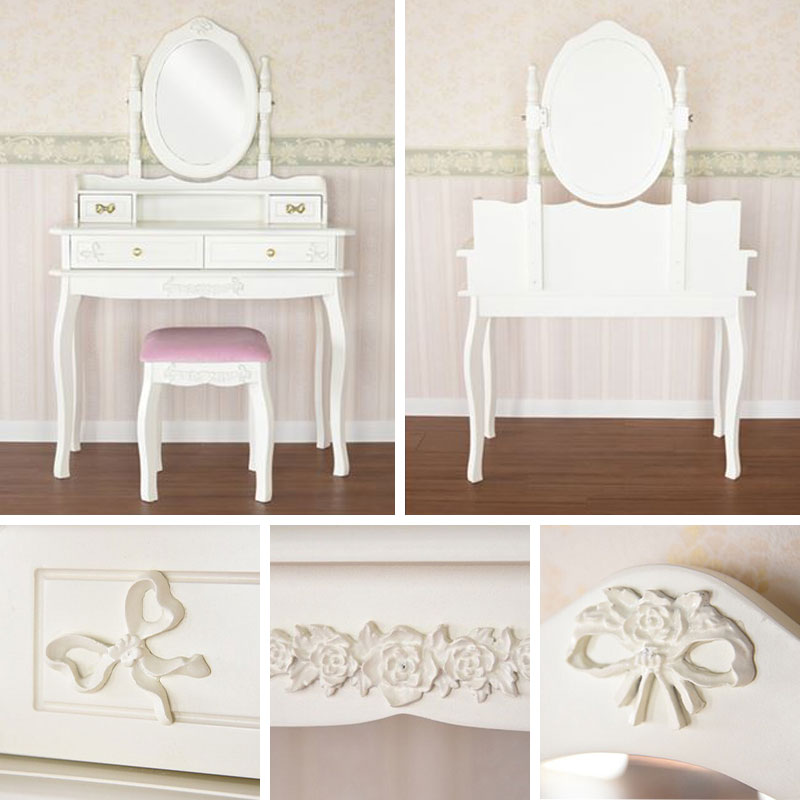 楽天市場】ドレッサー 1面ドレッサー 高級マホガニー スツール付き