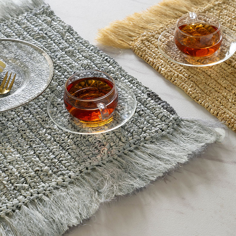 楽天市場】ランチョンマット 天然素材 ラフィア フリンジ付き 60cm