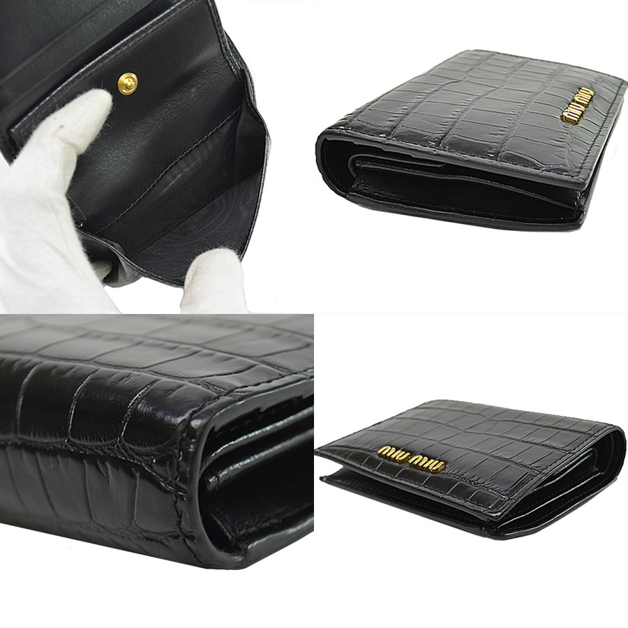 楽天市場】ミュウミュウ MIU MIU 財布 クロコ型押し ブラック レザー