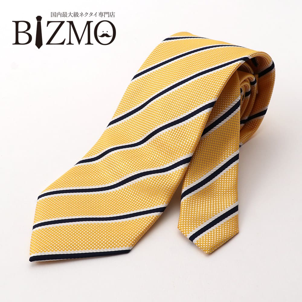 楽天市場】ネクタイ シルク混 ストライプ イエロー 黄 ホワイト 白 8cm