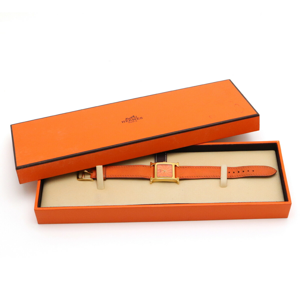 楽天市場】【ウォッチ】HERMES エルメス Hウォッチ オレンジ文字盤 GP