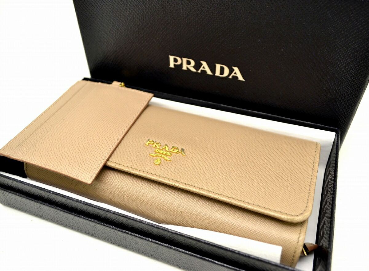 楽天市場】【財布】PRADA プラダ 2つ折 ファスナー長財布 型押しレザー