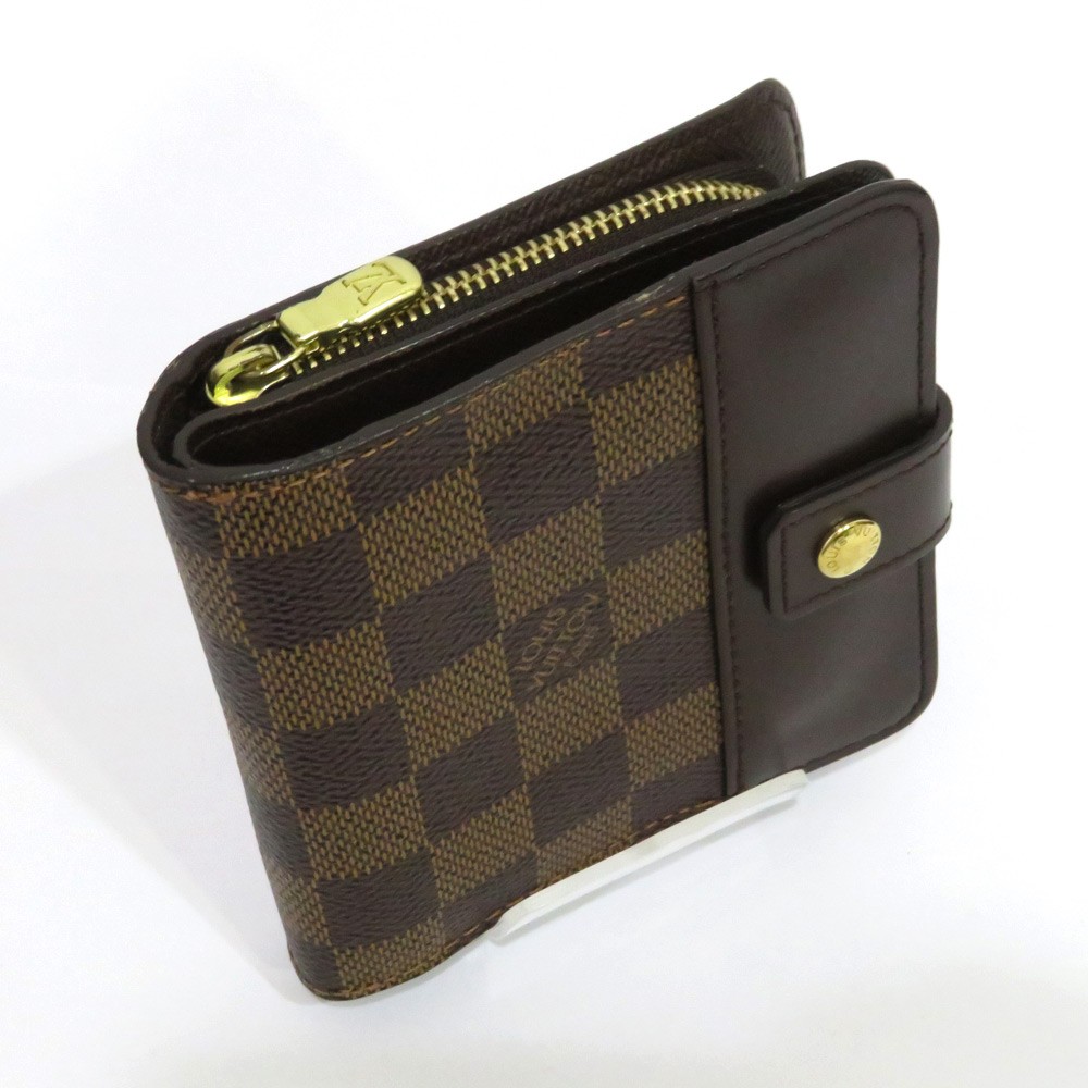 楽天市場】中古 ルイヴィトン ダミエ コンパクトジップ 二つ折り財布