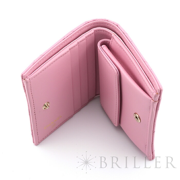 CHANEL シャネル マイクロチョコバー 二つ折り 財布 茶 ピンク 正規品