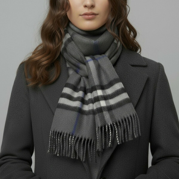 楽天市場】バーバリー マフラー フリンジ バーバリーチェック グレー