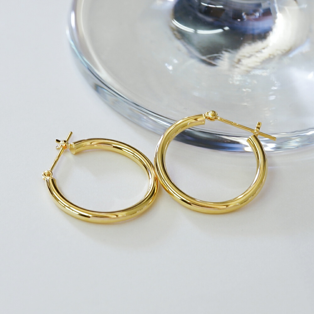 楽天市場】K18 フープピアス 18k ピアス フープ 2mm 20mm 遮断式フープ