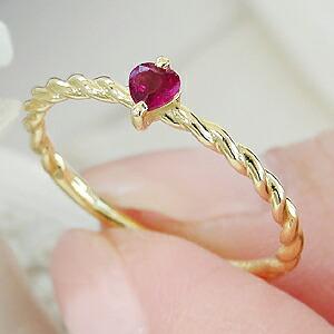 楽天市場】K18YG ハートシェイプ ルビー ツイスト リング 指輪 ルビー