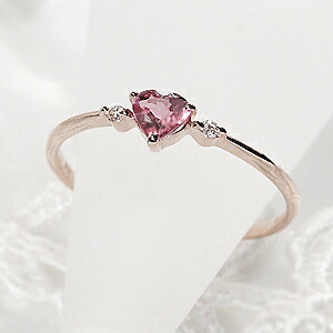 楽天市場】ピンクトルマリン ハート ダイヤモンド リング K18PG