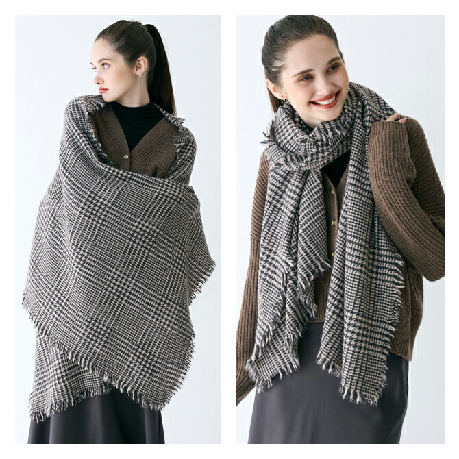 楽天市場】Cashmee カシミヤ 100％ グレンチェック 大判 ストール