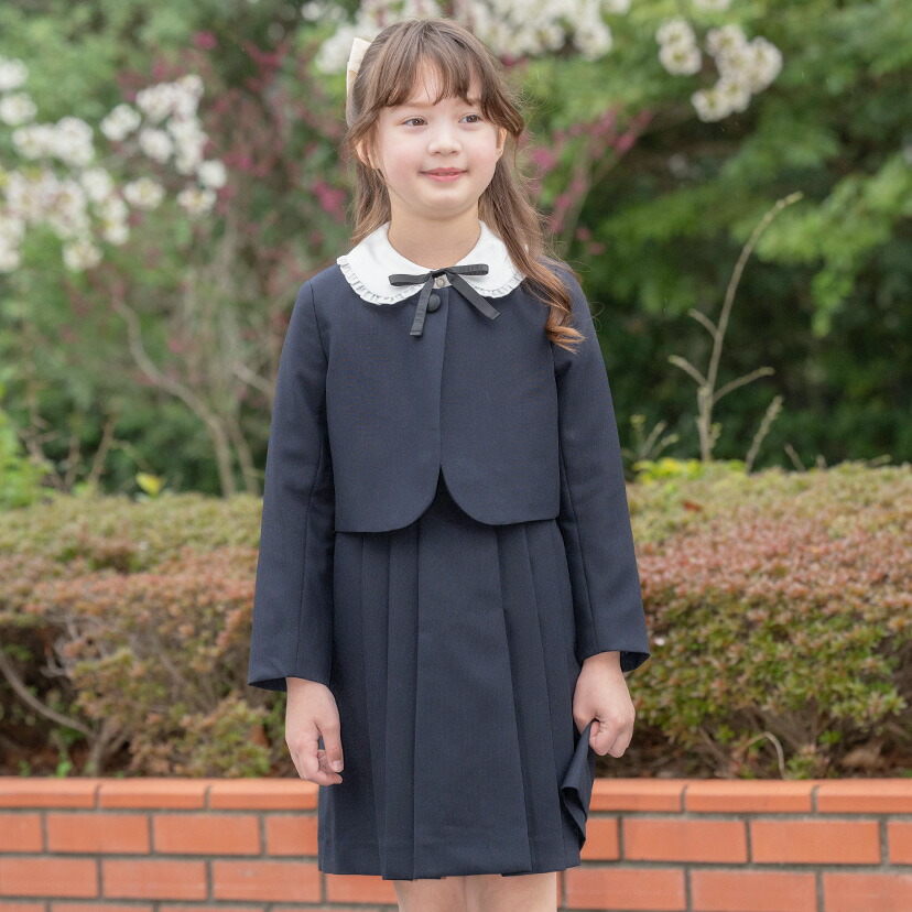 楽天市場】【卒服セール目玉】女の子スーツ 長袖ブラウス付正統派 濃紺