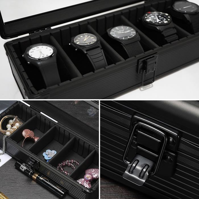 楽天市場】時計ケース アルミ ブラック 黒 5本 時計ケース 腕時計