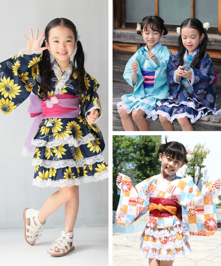 楽天市場】浴衣 子供 セパレート 女の子 浴衣ドレス 4点セット 100 110