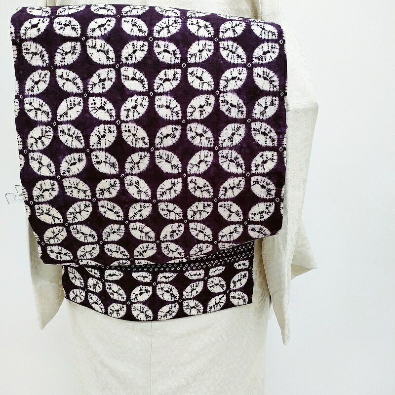 楽天市場】名古屋帯 草紫堂 南部紫根染め 手絞り染 花七宝紋 九寸