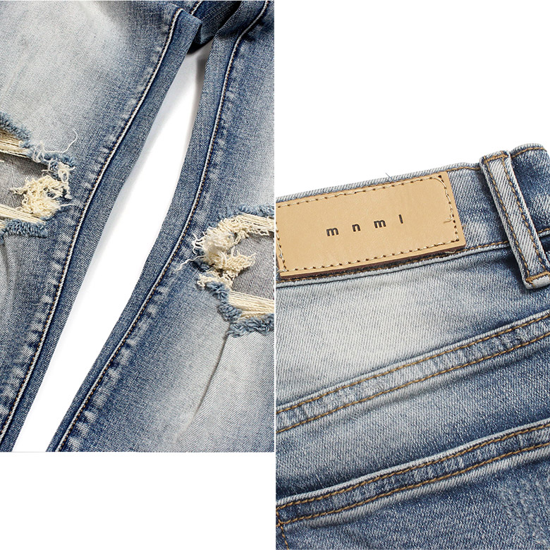 楽天市場】mnml ミニマル X1 STRETCH DENIM VINTAGE BLUE クラッシュ