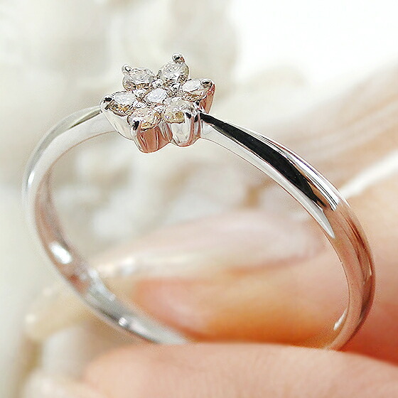 楽天市場】【K10/K18】 WG/YG/PG ダイヤモンド フラワー リング【送料