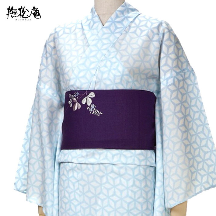 楽天市場】撫松庵 すかし麻の葉 水色 白 セオアルファ 単衣 夏着物