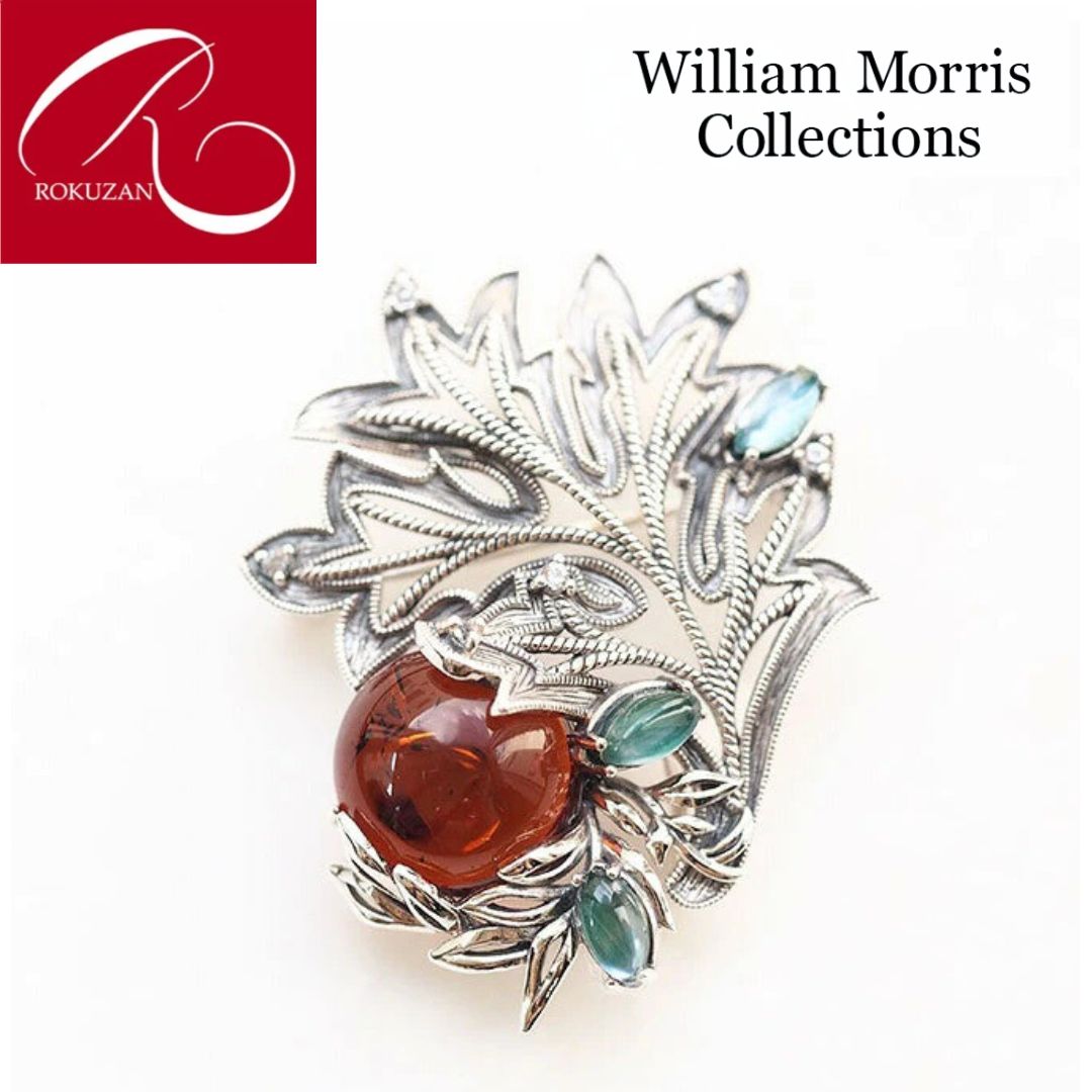 楽天市場】【ウィリアム・モリス】シルバー 琥珀 りんご ブローチ