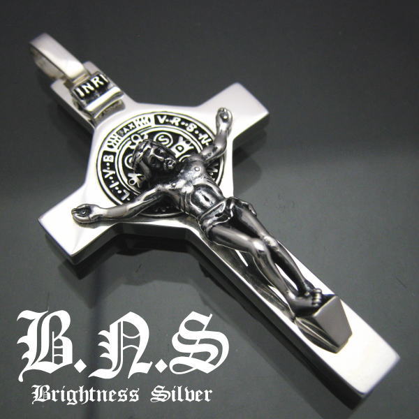 楽天市場】聖ベネディクトキリストクロスロザリオペンダント1 シルバー