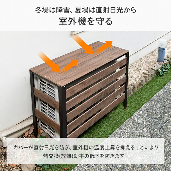 楽天市場】エアコン室外機カバー 木目調 人工木 耐久性/耐候性が高い