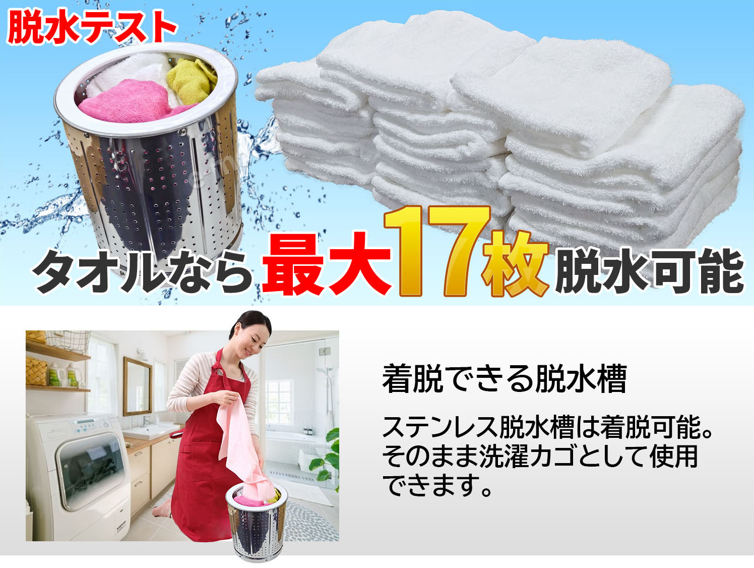 楽天市場】脱水機 小型 電動 2.5Kg 【 マイウェーブ スピンドライ 2.5