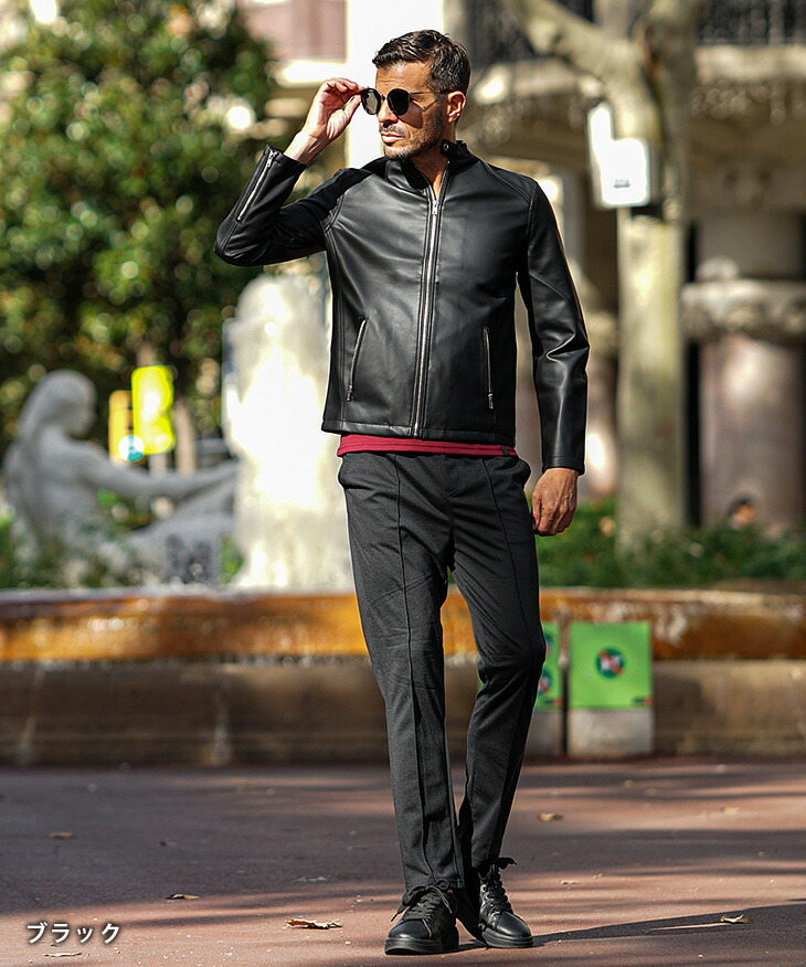 楽天市場】シングル ライダースジャケット メンズ レザージャケット