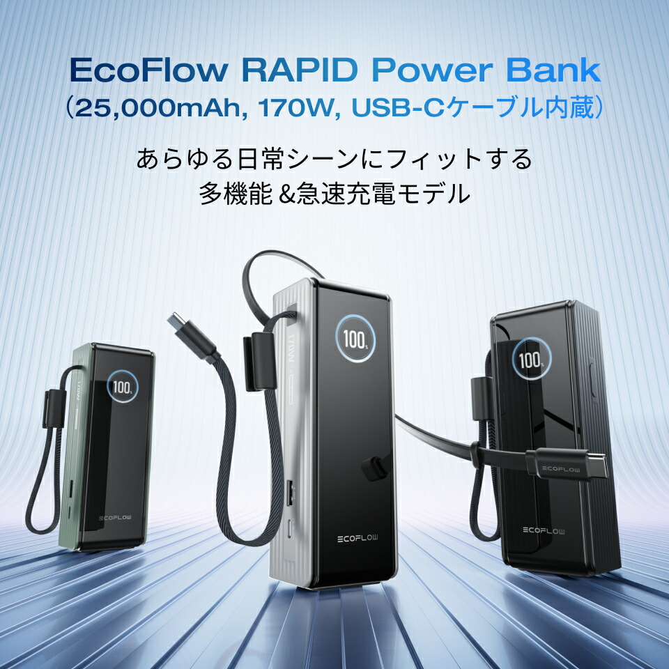 楽天市場】EcoFlow RAPID Power Bank 25000mAh 170W USB-C ケーブル