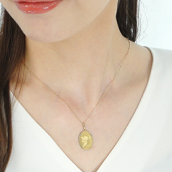 楽天市場】純金 K24/K18 2022 キューピット オーバルコインネックレス