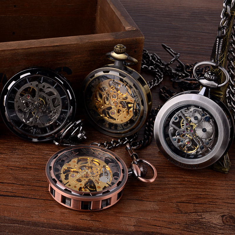 楽天市場】【最大3％OFF】 スケルトン 手巻き懐中時計 5色からご選択