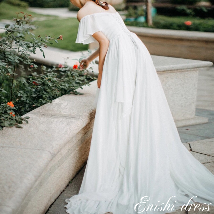 楽天市場】ウェディングドレス シフォンドレス スレンダーライン