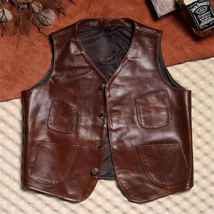 楽天市場】本革ベスト メンズ 牛革 本革チョッキ レザーベスト 春秋