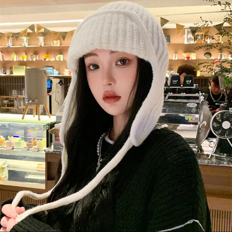楽天市場】耳あて付き 帽子 フード ニット帽 レディース ニット ハット