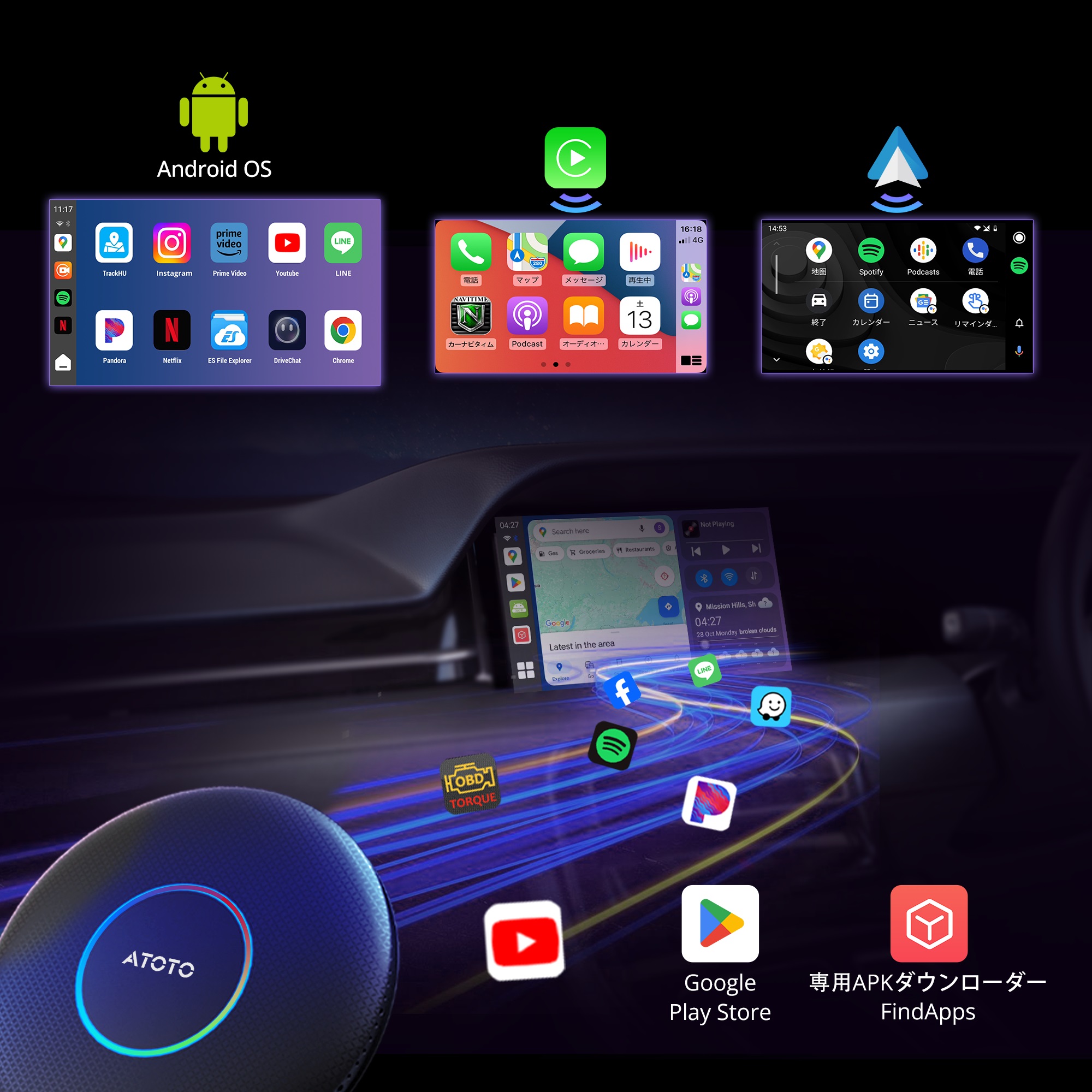 楽天市場】【ATOTO公式 CB6A-J-BK ワイヤレス carplay AI Box】atoto