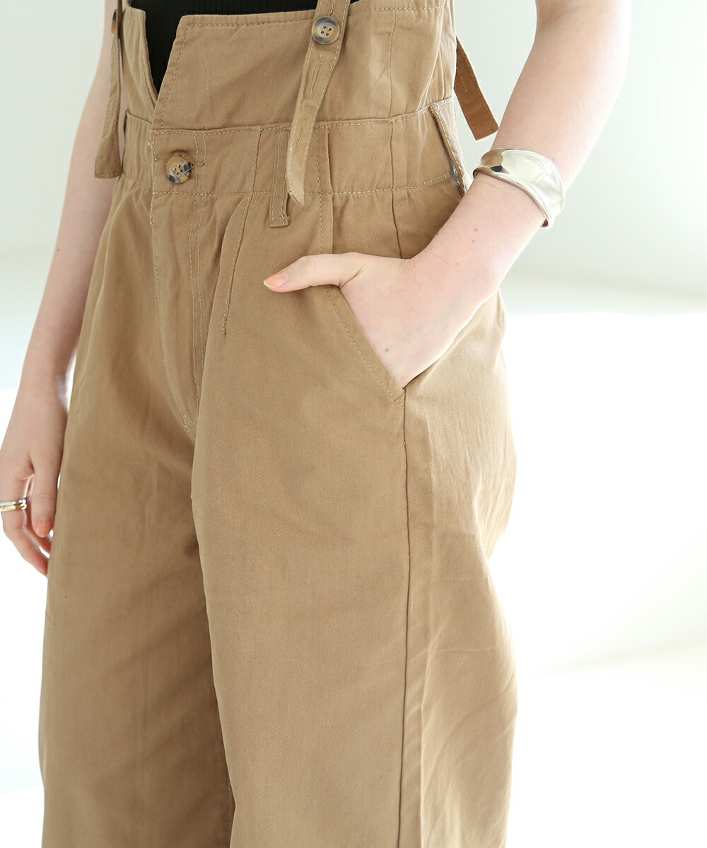 楽天市場】サスペンダー付きハイウェストツイルパンツ レディース
