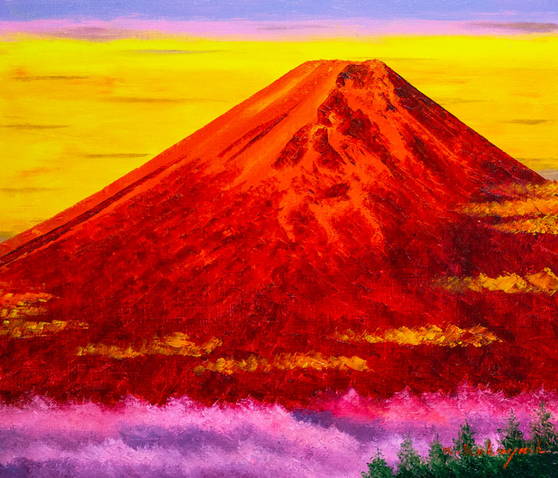 楽天市場】小林幸三 「 赤富士 」 油絵 ・ 油彩画 F10 ( 10号 ) : 内田画廊