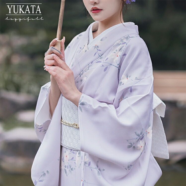 楽天市場】花柄 浴衣 紫 セット 浴衣 レディース 3点セット 4点セット