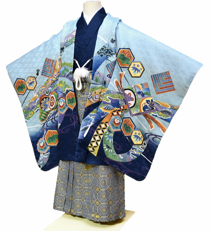 楽天市場】七五三 753 着物 男の子 袴 セット 5歳羽織袴 フルセット 兜