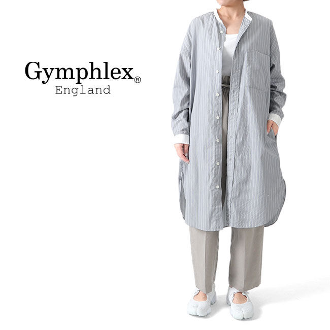 楽天市場】GYMPHLEX ジムフレックス ストライプ バンドカラー シャツ